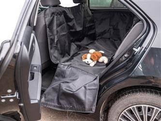 Wodoodporny pokrowiec ochronny do przewozu zwierząt na tylnej kanapie auta zawierający boczki w eleganckiej torbie